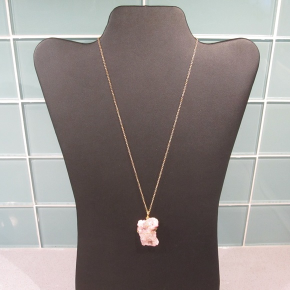 Pink Raw Druzy Pendant Necklace - Picture 2 of 6